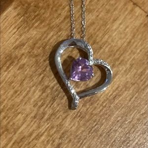 Beautiful necklace with diamonds and amethyst stone